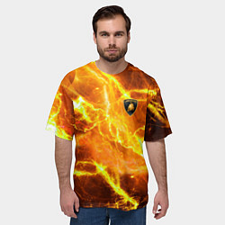 Футболка оверсайз мужская Lamborghini - яркие молнии, цвет: 3D-принт — фото 2