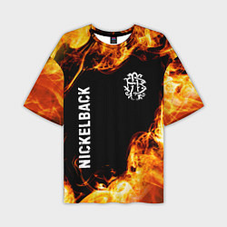 Мужская футболка оверсайз Nickelback и пылающий огонь