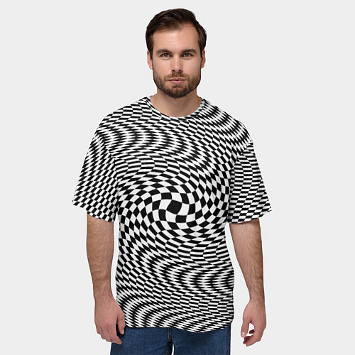 Мужская футболка оверсайз Гипнотическая спираль - оптическая иллюзия / 3D-принт – фото 3