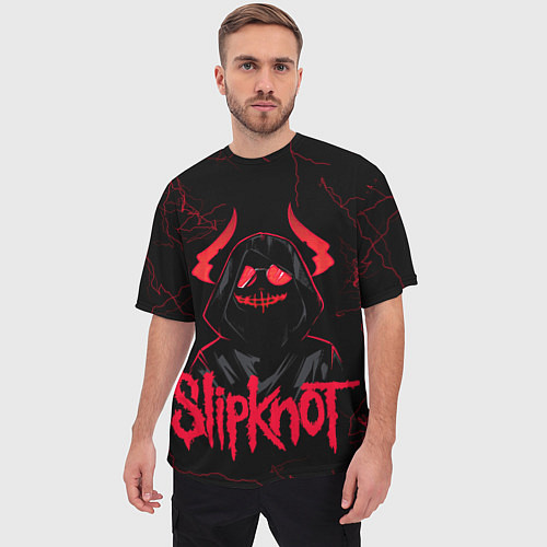 Мужская футболка оверсайз Slipknot - rock forever / 3D-принт – фото 3