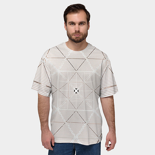 Мужская футболка оверсайз Абстрактные геометрические линии и точки / 3D-принт – фото 3