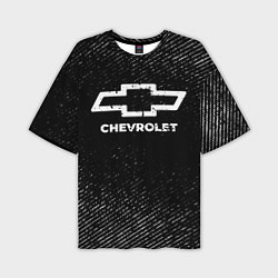 Футболка оверсайз мужская Chevrolet с потертостями на темном фоне, цвет: 3D-принт