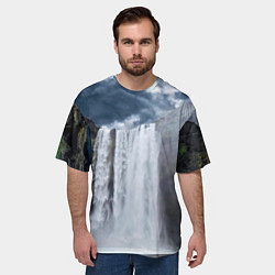 Футболка оверсайз мужская Водопад Скогафосс, цвет: 3D-принт — фото 2