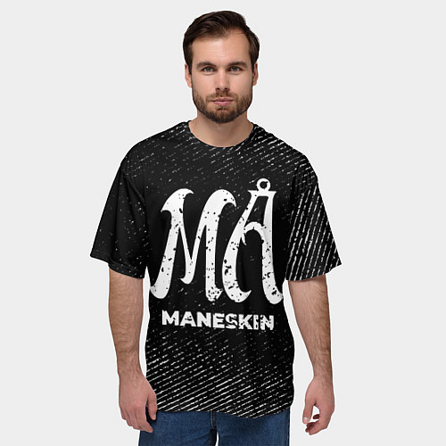 Мужская футболка оверсайз Maneskin с потертостями на темном фоне / 3D-принт – фото 3