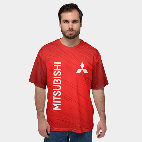 Мужская футболка оверсайз Mitsubishi sport - абстракция / 3D-принт – фото 3