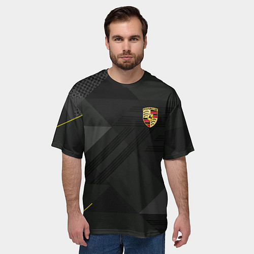 Мужская футболка оверсайз Porsche - logo / 3D-принт – фото 3