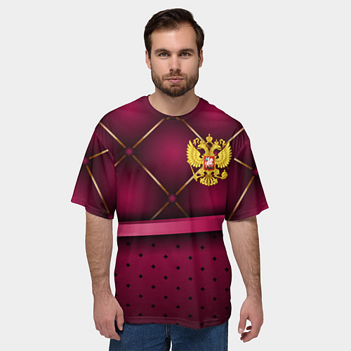 Мужская футболка оверсайз Герб России стиль лакшери / 3D-принт – фото 3