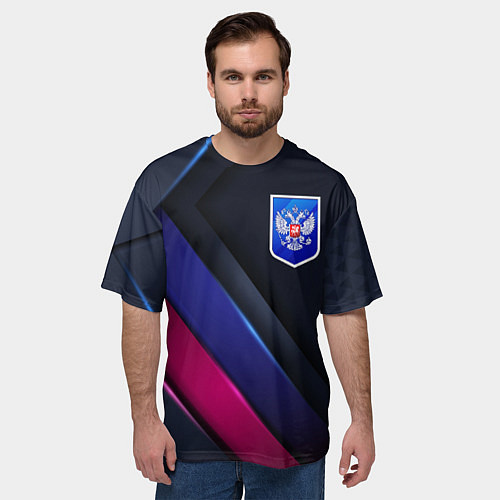 Мужская футболка оверсайз Dark Герб России / 3D-принт – фото 3