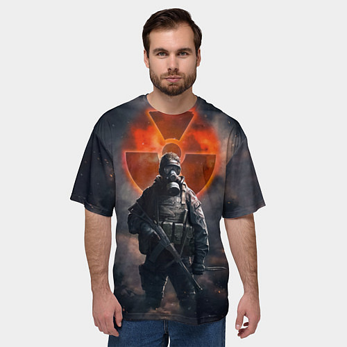 Мужская футболка оверсайз STALKER Боец Долга / 3D-принт – фото 3