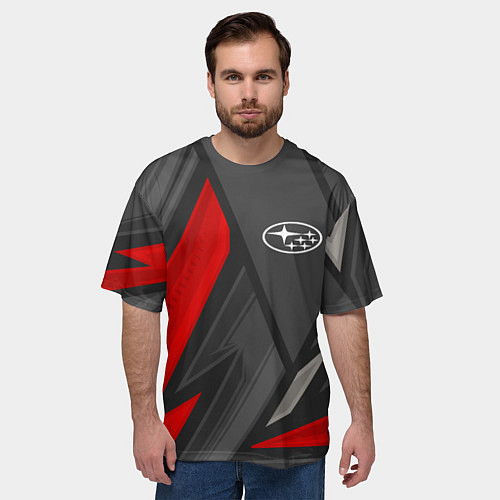 Мужская футболка оверсайз Subaru sports racing / 3D-принт – фото 3
