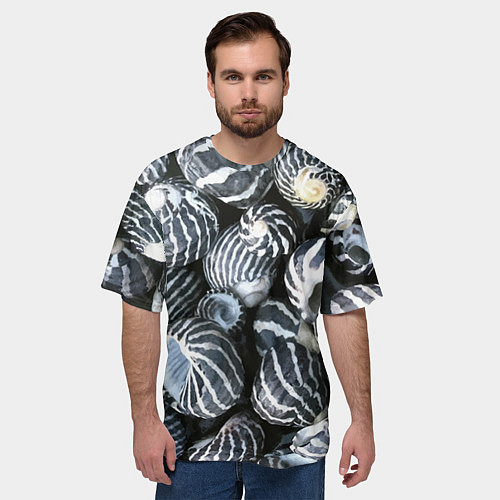 Мужская футболка оверсайз Паттерн из океанских ракушек / 3D-принт – фото 3