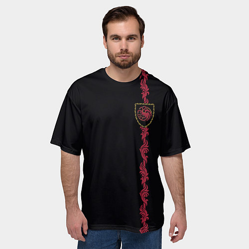 Мужская футболка оверсайз Дом Дракона Герб Таргариенов с орнаментов / 3D-принт – фото 3