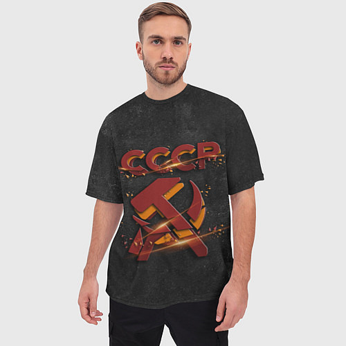 Мужская футболка оверсайз Серп и молот символ СССР / 3D-принт – фото 3