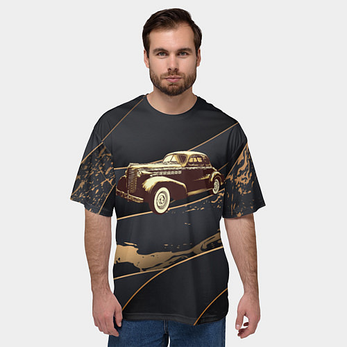 Мужская футболка оверсайз Рисунок ретро - автомобиля / 3D-принт – фото 3