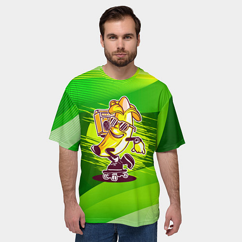 Мужская футболка оверсайз Банан катится на скейте / 3D-принт – фото 3