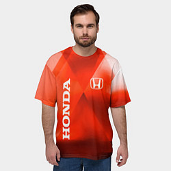 Футболка оверсайз мужская Honda - красная абстракция, цвет: 3D-принт — фото 2