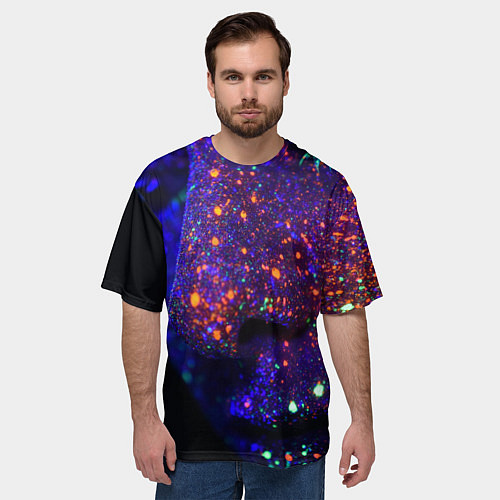 Мужская футболка оверсайз Силуэт лица из мазков красок / 3D-принт – фото 3