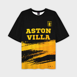 Футболка оверсайз мужская Aston Villa - gold gradient: символ сверху, цвет: 3D-принт
