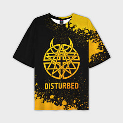 Футболка оверсайз мужская Disturbed - gold gradient, цвет: 3D-принт