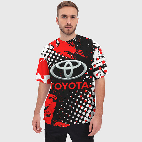 Мужская футболка оверсайз Тойота - следы-шины / 3D-принт – фото 3