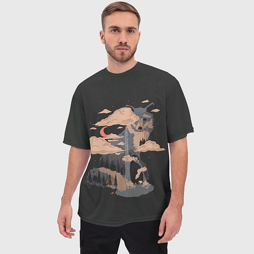 Мужская футболка оверсайз Дух природы - Лиса / 3D-принт – фото 3