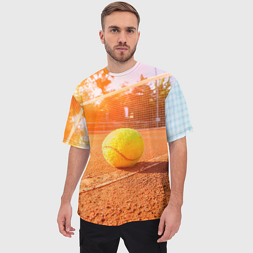 Мужская футболка оверсайз Теннис - рассвет / 3D-принт – фото 3