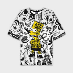 Футболка оверсайз мужская Барт Симпсон весь в татухах - Hype, цвет: 3D-принт