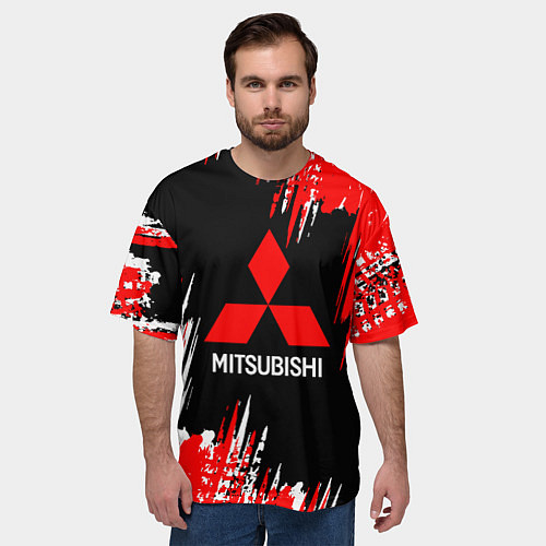 Мужская футболка оверсайз Mitsubishi - краска / 3D-принт – фото 3
