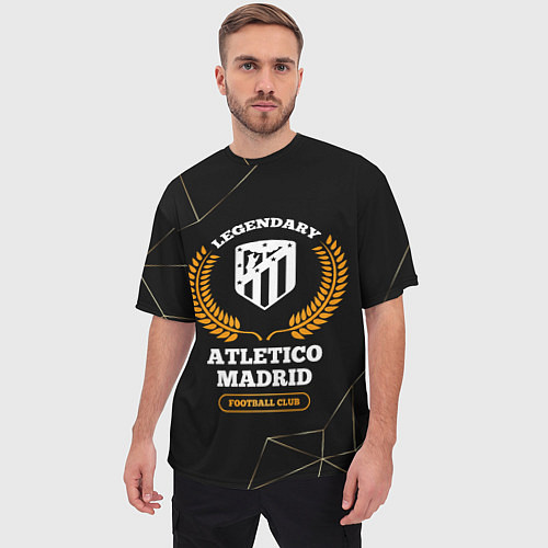 Мужская футболка оверсайз Лого Atletico Madrid и надпись legendary football / 3D-принт – фото 3