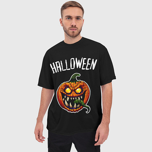 Мужская футболка оверсайз Halloween - светильник Джека / 3D-принт – фото 3