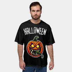 Футболка оверсайз мужская Halloween - светильник Джека, цвет: 3D-принт — фото 2