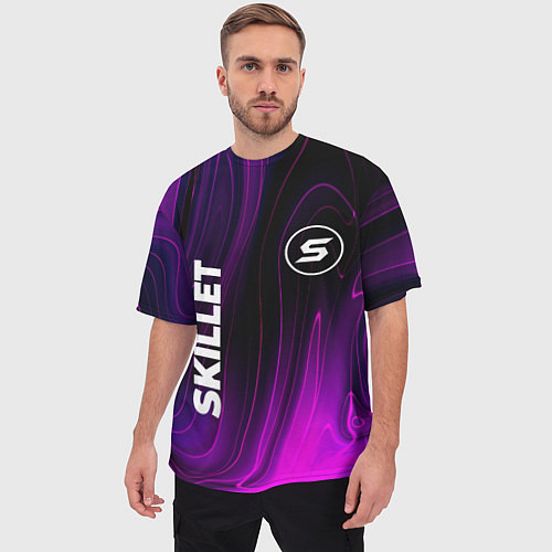 Мужская футболка оверсайз Skillet violet plasma / 3D-принт – фото 3