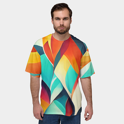 Мужская футболка оверсайз Красивые многоцветные узоры / 3D-принт – фото 3