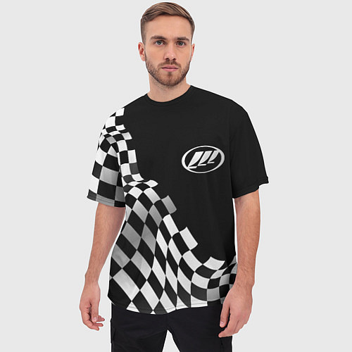 Мужская футболка оверсайз Lifan racing flag / 3D-принт – фото 3