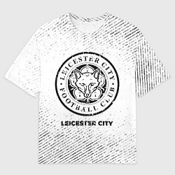 Футболка оверсайз мужская Leicester City с потертостями на светлом фоне, цвет: 3D-принт