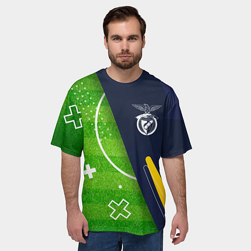 Мужская футболка оверсайз Benfica football field / 3D-принт – фото 3