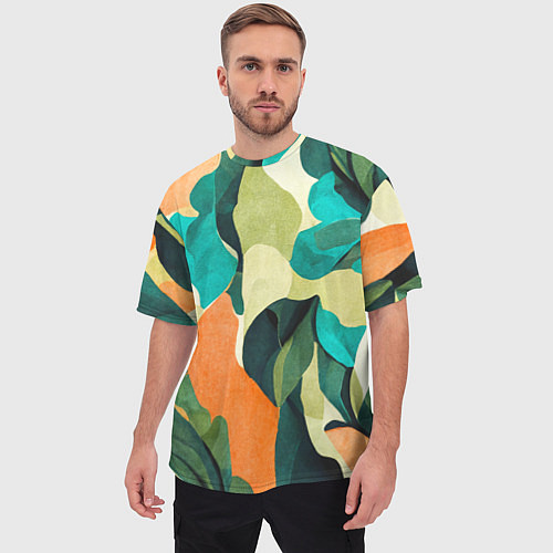 Мужская футболка оверсайз Multicoloured camouflage / 3D-принт – фото 3