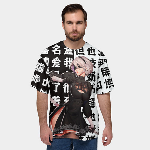 Мужская футболка оверсайз 2B с катаной Nier Automata / 3D-принт – фото 3