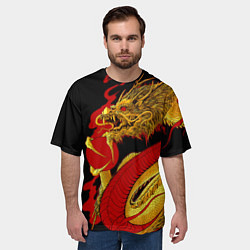 Футболка оверсайз мужская Японский Золотой Дракон, цвет: 3D-принт — фото 2