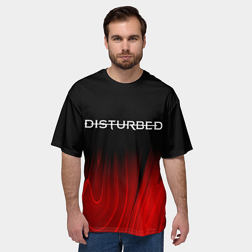 Мужская футболка оверсайз Disturbed red plasma / 3D-принт – фото 3