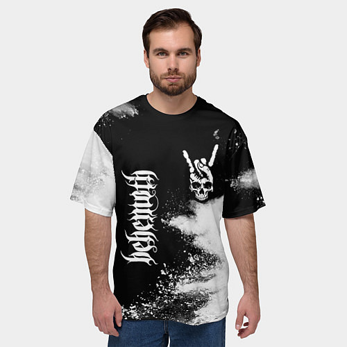 Мужская футболка оверсайз Behemoth и рок символ на темном фоне / 3D-принт – фото 3