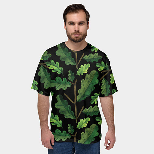 Мужская футболка оверсайз Дубовый паттерн / 3D-принт – фото 3