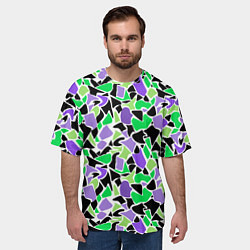 Футболка оверсайз мужская Зелено-фиолетовый абстрактный узор, цвет: 3D-принт — фото 2