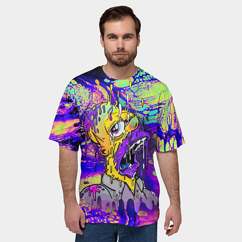 Мужская футболка оверсайз Гомер Симпсон - стилизация - экспрессия / 3D-принт – фото 3