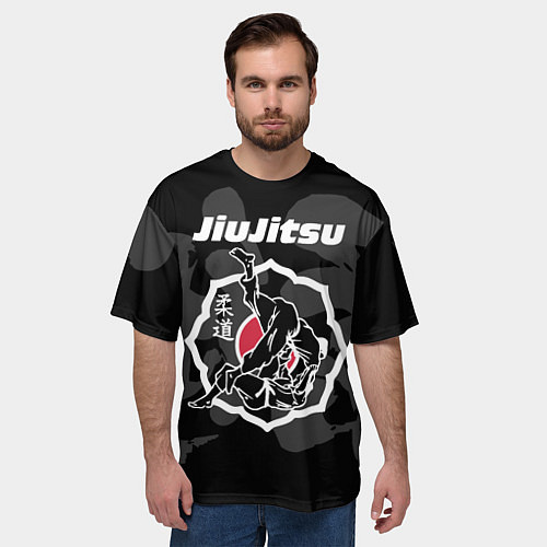 Мужская футболка оверсайз Jiu-jitsu throw logo / 3D-принт – фото 3