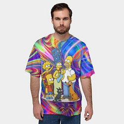 Футболка оверсайз мужская Семейка Симпсонов празднуют Новый Год, цвет: 3D-принт — фото 2