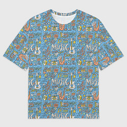 Футболка оверсайз мужская Стили музыки, цвет: 3D-принт