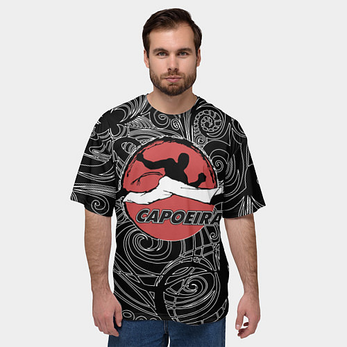 Мужская футболка оверсайз Capoeira fighter jump / 3D-принт – фото 3