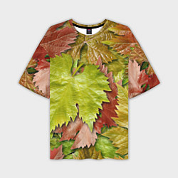 Футболка оверсайз мужская Осенние листья клёна - паттерн, цвет: 3D-принт