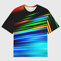 Футболка оверсайз мужская Абстрактные неоновые полосы, цвет: 3D-принт